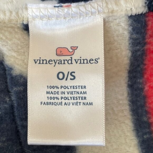VINEYARD VINES Fair Isle Fleece Blanket Throw Navy Red White Whale Print - Picture 7 of 11